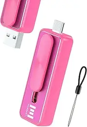 MOSDART 256GB Dual USB C Flash Drive, Speed Up to 150MB/S Retractable Type C and A Thumb Drive with Lanyard and LED Indicator, exFAT Memory Stick for iPhone 15, 16, iPad, Android Phone, Laptop, Pink