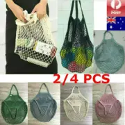 2/4 PCS Mesh Net Turtle Shopping Bags Reusable String Grocery Bag Fruit Tote