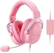 Redragon H376 Aurora Wired Gaming Headset, Virtual 7.1 Surround Sound, 40mm Drivers, in-line Control with EQ Mode, Over-Ear Headphones Works for PC/PS5/XBOX/NS, Pink