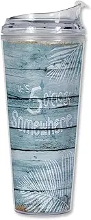 Rico Industries Margaritaville 5' O'Clock 24oz Acrylic Tumbler with Hinged Lid, Officially Licensed Double Wall Tumbler with Straw