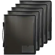 5 Pack Marbig Zipper Binder With Handle 3O 25mm A4 Smoke Black