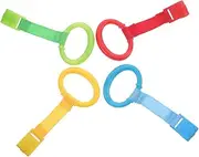 SHOWERORO 2sets Play Pen Pull up Rings Baby Play Gym Rings Baby Bed Newborn Crib Toddler Walking Tools 4pcs*2