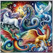 5D Diamond Painting Kit 40X40cm Fantasy Various Unicorns with Wolf - Mosaic