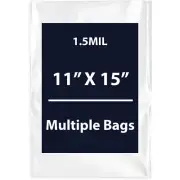 1.5Mil 11" X 15" | LDPE Clear Flat Poly Bags, Flexible & Durable | Multiple Bags