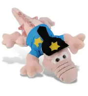 DolliBu Pink Alligator Police Officer Plush with Cop Uniform and Cap – 17 Inch