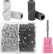YUXIANLB 80 Pcs Small Sanding Bands for Nail Drill 150# 240# Grit with 1 Pcs Small Mandrel Bit for Nail Dril, Mini Nail Sanding Bands for Nails Acrylic Gel Removing and Sharping, Manicure Pedicure