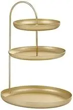 Storage Box Golden Three-Layer Storage Tray Desktop Decoration Jewelry Frame Home Porch Key Cosmetics Dressing Table Tray Sun (Color : Golda, Size : 20 * 30cm)
