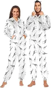 [Joisal] Watercolor Flower Christmas Onesie Pajamas Warm Mens Christmas Pajamas Small