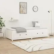 Day Bed Frame Without Mattress, White 90x190 cm, Solid Pine Wood – Sofa Bed with Storage Drawers, Suitable for Modern Spaces