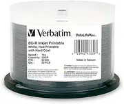 Verbatim BD-R 25GB 6X DataLifePlus White Inkjet Printable, Hub Printable 25GB - White Inkjet 50pk Spindle White