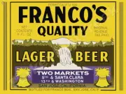 FRANCO'S LAGER BEER LABEL 9" x 12" METAL SIGN