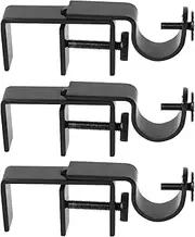 Outside Mounted Vertical Blinds Curtain Rod Bracket (Black 3 Pack) Adjustable Drapery Rod Holders Over The Rail Track No Drill No Tools Required (Patent Depending)