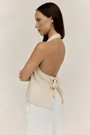 Dreamer Linen Halter Top Oatmeal
