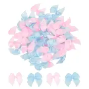 50Pcs Mini Ribbon Bows 1" Mini Fabric Satin Ribbon Flower Bows Pink & Blue