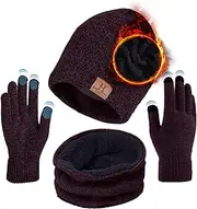 [Kehen] Winter Beanie Hat Scarf for Men and Women with Touchscreen Gloves, Men's Scaves and Beanie Hat Themal Gloves Set