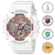 New Casio G-Shock S-Series Womens Watch White & Rose Gold Ana Digi GMAS120MF-7A2