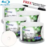 200 Smartbuy White Inkjet Printable 6X BD-R 25GB Disc + Black Permanent Marker