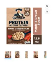 Quaker, Protein Instant Oatmeal, Maple & Brown Sugar, 2.11 oz, 6 Packets