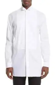 Burberry Runway White Wing-Collar Double-Cuff Cotton-Jacquard Tuxedo Shirt 16