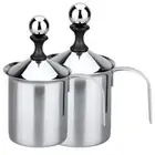 400ML/800ML Manual Milk Frother Stainless Steel Milk Foamer Double Mesh--❀,