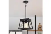 Farmhouse Pendant Light Rustic Lantern Chandelier Black