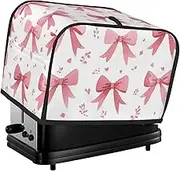 Generic Pink Bows Print 2 Slice Toaster Cover Fingerprint Bread Maker Protectors,Kitchen Small Appliance Dust Cover