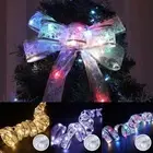 LED Ribbon Christmas Tree Lights Xmas Tree Top Ribbon Bows Party Ornament Decor