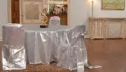 5 Tissue Lame Tablecloths 120" Round 5 ft Table Cover or Overlays Wedding Linens