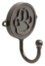 Paw Print (1-Pack) Single Wall Hooks 1-Prong Venetian Bronze Dog Themed Hooks...
