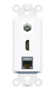 [3 Ports] CAT7 COAX HD Rocker Wall Plate White