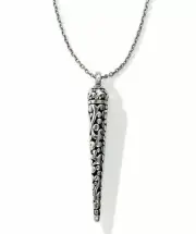 Brighton ASTRID Scroll Drop Silver Pointed Pendant Long Necklace RT $64-NWT