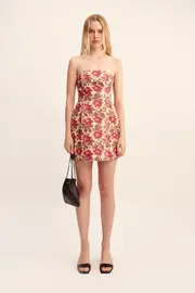 ROSALIE STRAPLESS MINI DRESS - ROSE BUD