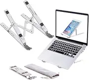 ZSIMC Laptop Stand, Laptop Riser Computer Stand for Desk, Adjustable Aluminum Foldable Portable Desktop Holder, Compatible with MacBook Air pro, iPad, Lenovo, 10-15.6” Laptop and Tablets (Silver)