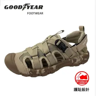 美國GOODYEAR固特異男款迷彩護趾多功能涼鞋-迷彩棕GAMS33701