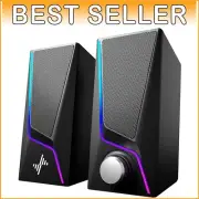 USB Powered Hi-Fi Stereo Computer Speakers with 6 Lighting Modes and Bass Boost