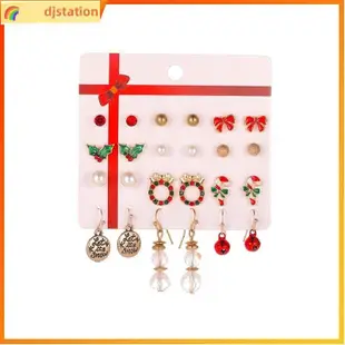 Christmas Earrings Set Alloy Enamel Drop Dangle Earring Stud