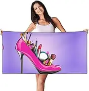 Shoes and Makeup Print Bath Towels Soft Skin Velvet Beach Towel Oversized Adults Quick Dry Lightweight