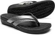 [Sounity] Soft Arch Support Comfortable Sandals for Womens, Best Summer Dress Flip FLops with Cushion Memory Foam, Outdoor Walking Slippers for Plantar Fasciitis