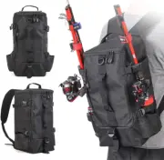 Fishing Tackle Backpack with 2 Rod Holders - Large 17.4L Tackle Bag - Black