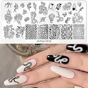 NICENEEDED Snake & Geometry Nail Art Stamping Plates, Animal Design Nail Plate for DIY Nail Decor