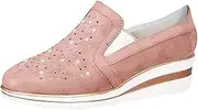 [Gikleihwy] Women's Wedges Canvas Suede Shoes Rhinestones Platforms Round Toe Slip On Loafers Casual Low-top Lightweight Breathable Orthotic Loafers Running Walking Sneakers(Pink,6 US)