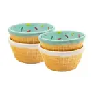 Ice Cream Ramekin, Mint and White, Set of 4