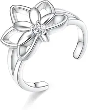 [ALPHM] 925 Sterling Silver Toe Ring for Women Dragonfly/Lotus Adjustable Open Ring Foot Jewelry Gifts for Mom Wife Daughter Girlfriends
