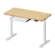 Oikiture 150cm Electric Standing Desk with Drawer Height Adjustable White & Oak