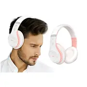 2Pcs Bluetooth Headphones Over Ear HiFi Stereo Sound Wireless Headphones for Travel Work Cellphone-Pink