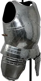 Medieval LARP Breastplate with tassets Knight Cuirass Armor Chest Plate Silver, Silver, Medium