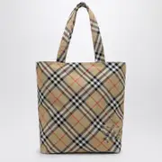 [Burberry] Check Sand Small Tote Bag One size Beige