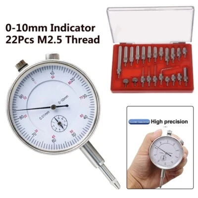 Test Gauge Dial Indicator 0-10mm 10.6*5.8*4.5cm 22Pcs High Sensitivity