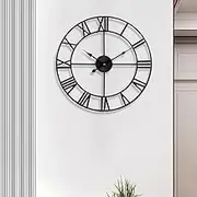 Large Indoor Outdoor Waterproof Metal Wall Clock, 24 inch Roman Numerals Industrial Art Decor Modern Clocks, Mid-Century Silent Battery Operated Home Decorations for Kitchen,Office,Living Room, Loft