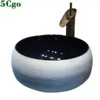 在飛比找蝦皮商城優惠-5Cgo美式地中海臺上盆藍色家用現代洗手盆仿古陶瓷洗臉盆圓形